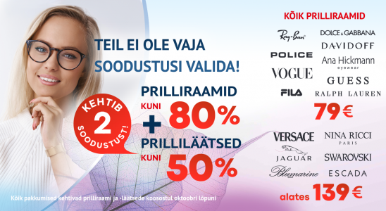 Teil ei ole vaja soodustusi valida! Kehtib 2 soodustust!